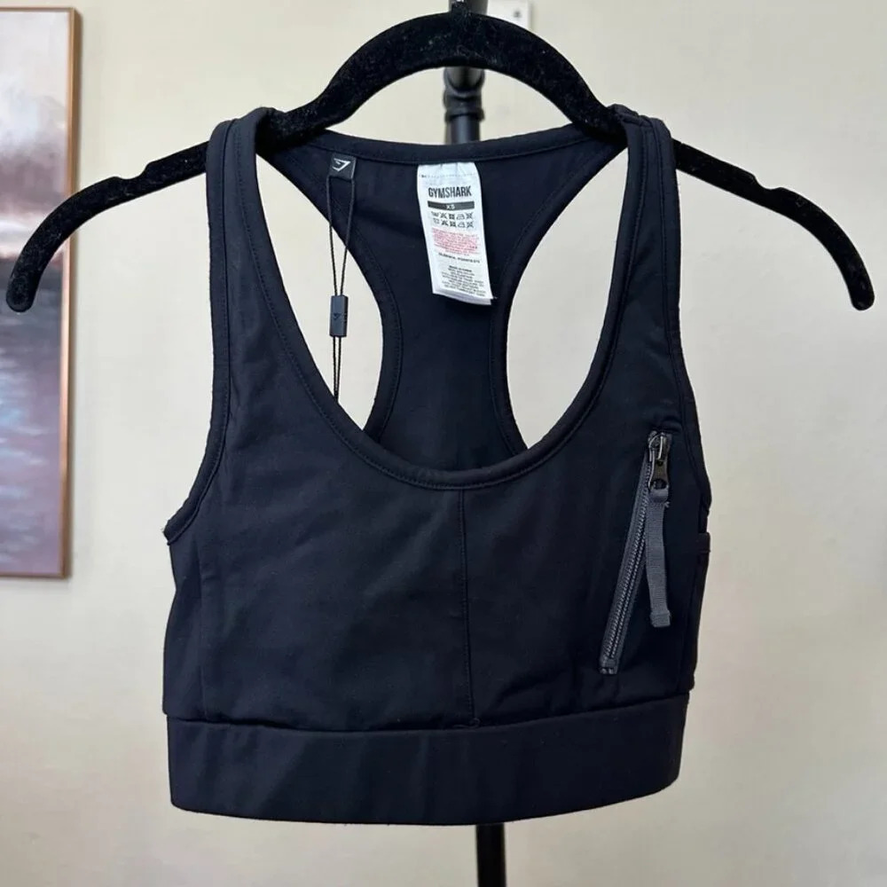 NWT Gymshark Box Utility Bralette black zipper‎ racerback Size XS